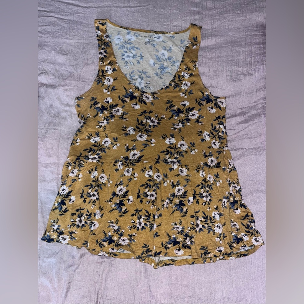 Floral Mustard Sleeveless Top